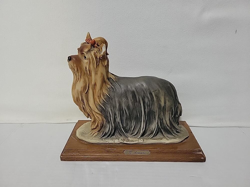 Vintage Giuseppe Armani Yorkshire Terrier Heavy Dog Figurine Ripped Ear